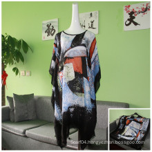 2016 new fashion ladies printed irregular loose Bat Sleeve blouse